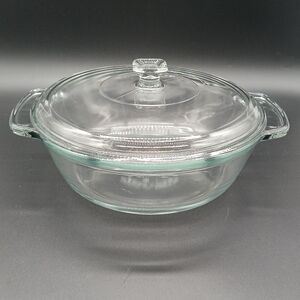 Anchor Hocking 2 Quart Clear Round Casserole Baking Dish & Lid Vintage​​​